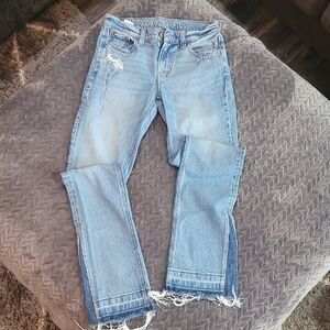 Women's American Eagle Outfitters Light Blue Straight Leg Jeans